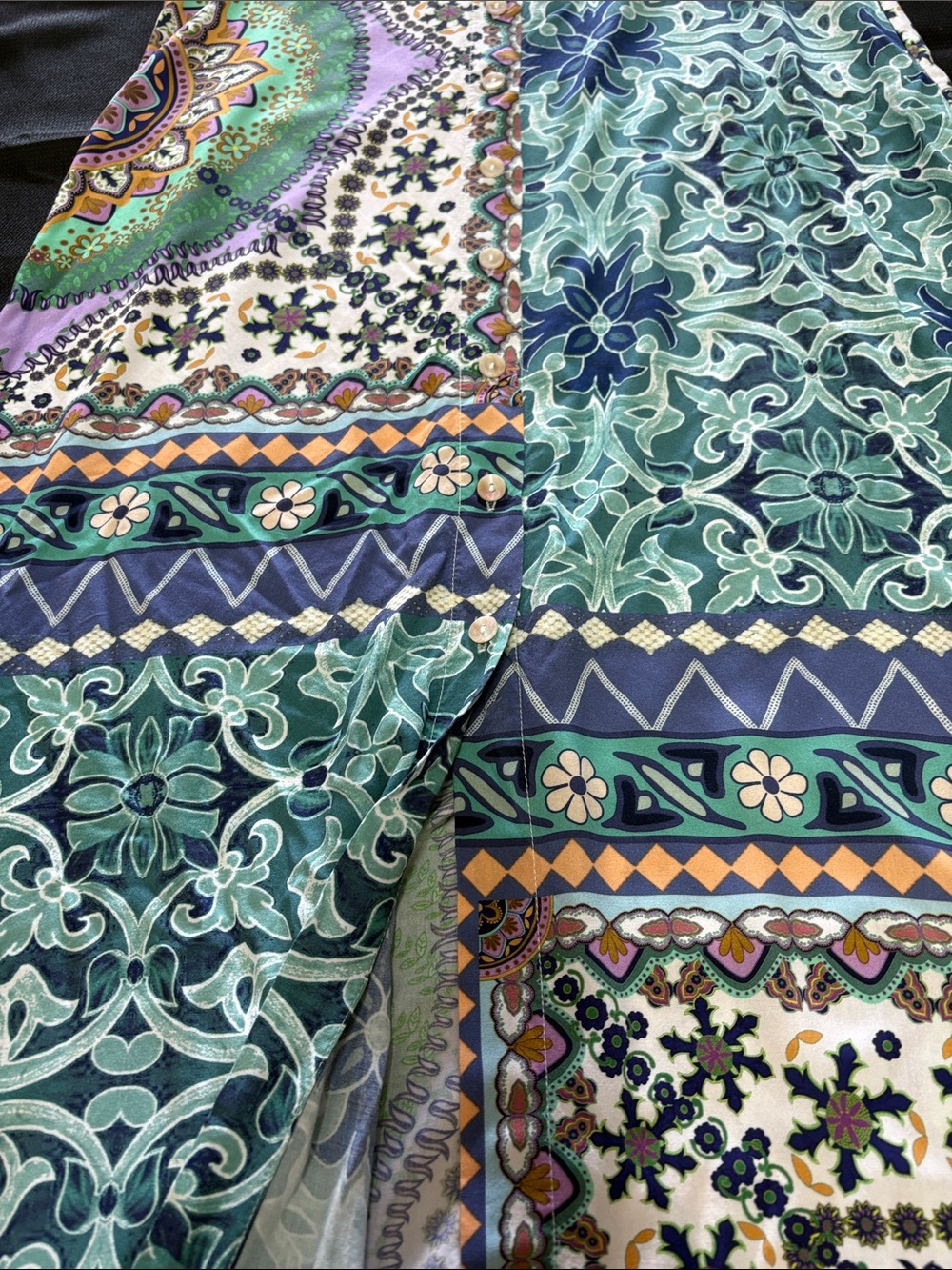 Bohemian Teal & Multi Maxi Dress with V-Neck - Picture 4 of 13